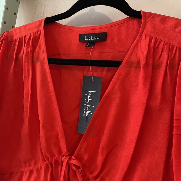 NWT Nicole Miller Silk Tie Front Top - Picture 4 of 7